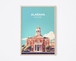 Alabama Travel Poster, Alabama City Print, America Print, United States Print, Illustration Print, Vector Travel Print, Vintage Minimal Travel Poster