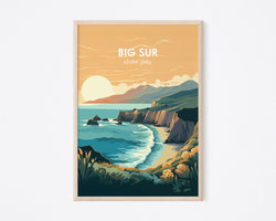 Big Sur Travel Poster, Big Sur Beach Print, Travel Print of Big Sur, California, Big Sur Gift, USA Gift, Wall Art Print