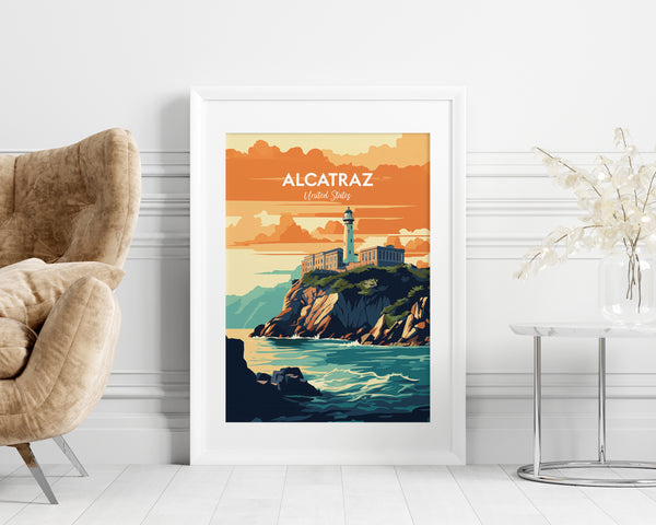 Alcatraz Travel Poster, Alcatraz Island Print, Alcatraz Island Poster Design, Alcatraz Wall Art, Illustration Print, Vector Travel Print, USA Print, Housewarming Gift, Wall Decor