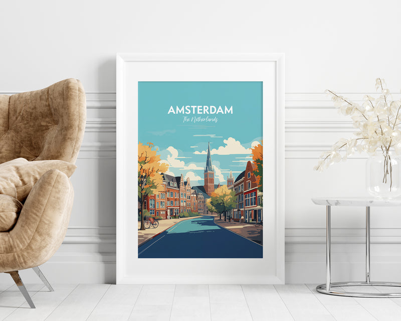 Amsterdam Print, Amsterdam Poster, Netherlands Print, Dutch City Print, Dutch Illustration Print, Vector Travel Print, Housewarming Gift, Wall Decor
