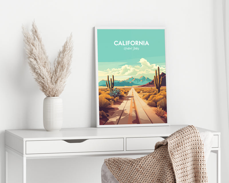 California Desert Print, Palm Desert California Retro Art Print, Palm Desert Art Illustration, Palm Desert Vintage Minimal Design Poster