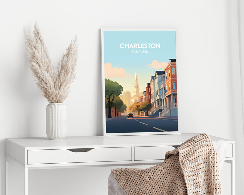 Charleston Print, Charleston City Poster, South Carolina Travel Print, Poster South Carolina, Travel Illustrations Southern Decor Vacation Gift Ideas