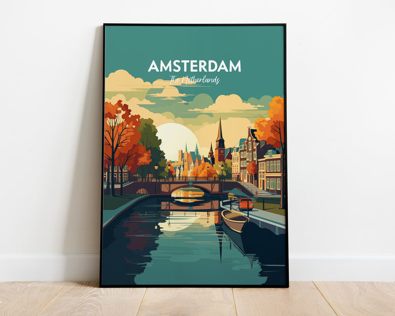 Amsterdam Poster, Amsterdam Print, Amsterdam Art, Netherlands Print, Dutch Illustration Print, City Print, Wall Decor