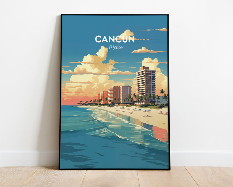 Cancun Beach Print, Cancun Poster, Cancun Mexico, City Print, City Poster, Mexico Poster, Cancun Poster, City Prints, Wall Prints, Home Decor