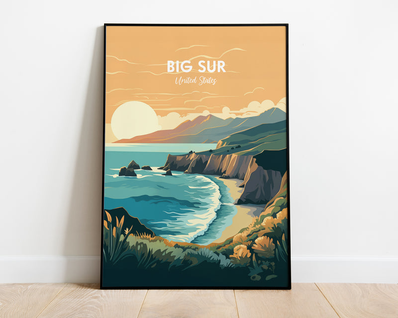 Big Sur Travel Poster, Big Sur Beach Print, Travel Print of Big Sur, California, Big Sur Gift, USA Gift, Wall Art Print
