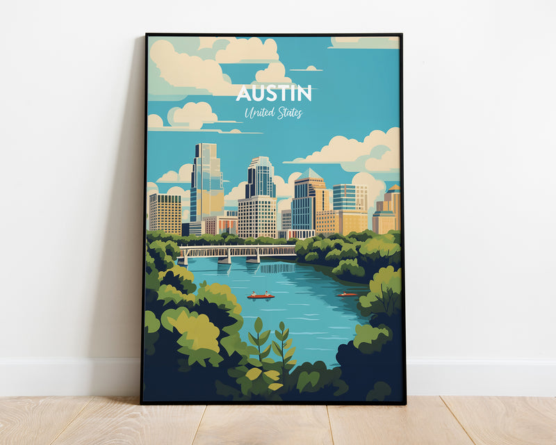 Austin City Print, Austin Poster, Austin Texas Print, United States Print, Austin City Illustration Print, City Print, Wall Decor