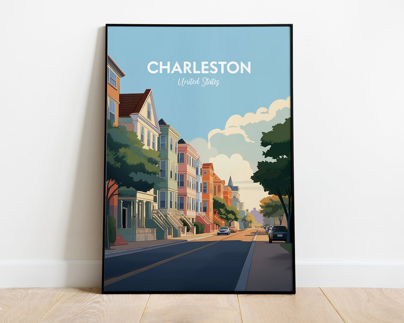 Charleston Print, Charleston Travel Print, Poster South Carolina, Charleston South Carolina Art Print, Travel Illustrations Southern Decor Vacation Gift Ideas