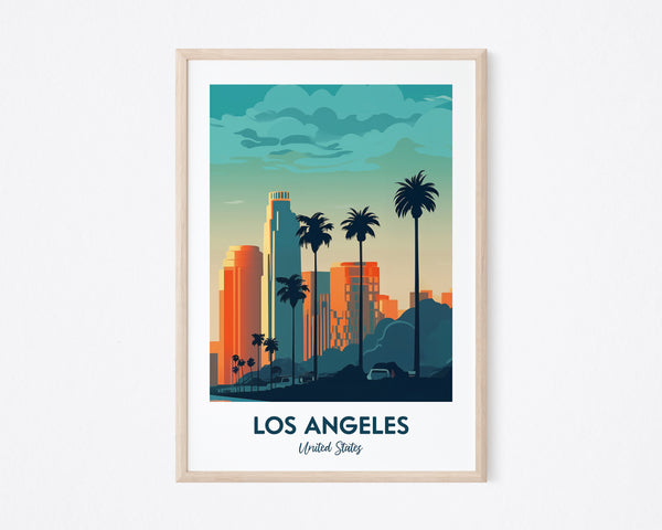 Los Angeles Travel Poster - LA Print, Los Angeles Print, LA Poster, Palm Trees Beach Print, California Wall Art, Travel Print, USA Art Print