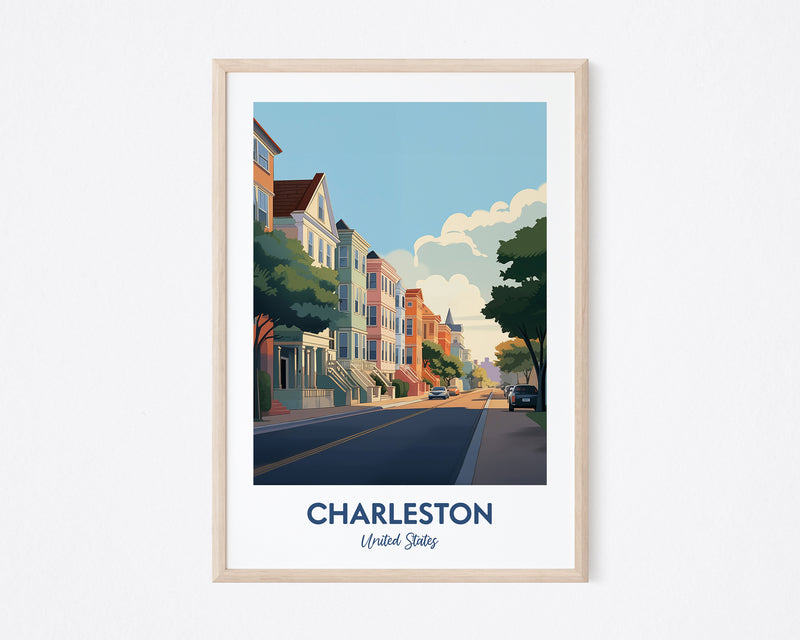 Charleston Print, Charleston Travel Print, Poster South Carolina, Charleston South Carolina Art Print, Travel Illustrations Southern Decor
