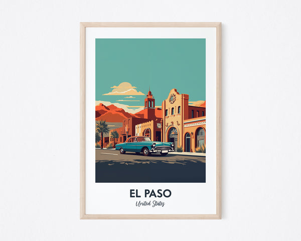 El Paso Poster, Texas Print, Retro Print, Retro Poster, USA Poster, El Paso Print, Texas Poster, El Paso Print Poster