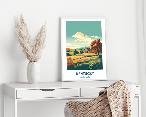 Kentucky Poster, United States, Travel Art, Kentucky Poster, Poster Print, Farm Print, Digital Art, Wall Art, Instant Download, Home Decor