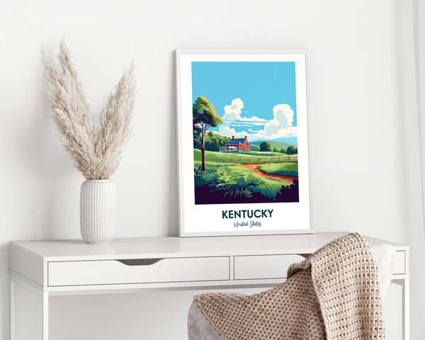Kentucky Print, United States, Travel Art, Kentucky Poster, Poster Print, Farm Print, Digital Art, Wall Art, Instant Download, Home Decor