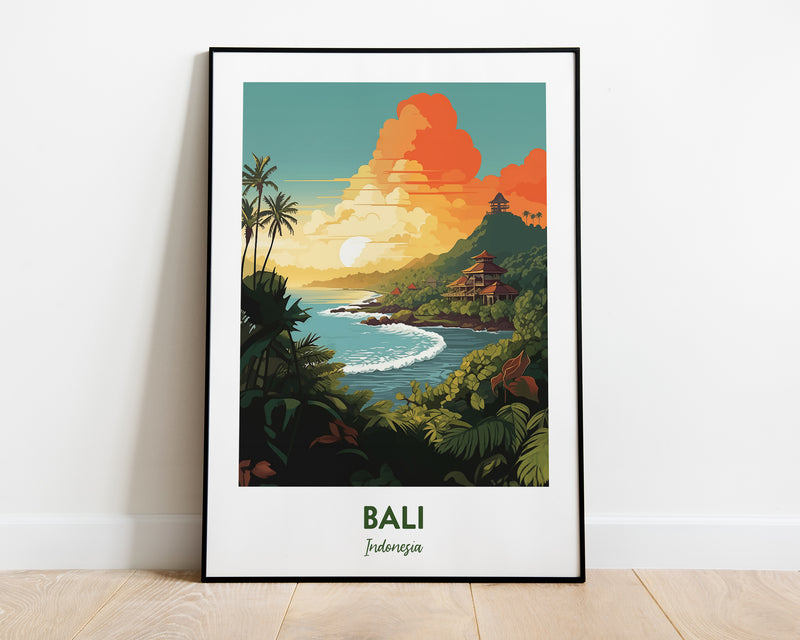 Bali Print Poster, Bali Indonesia Travel Wall Art Poster Print, Bali Poster, Bali Beach Print, Surf Poster, Indonesia Travel Poster