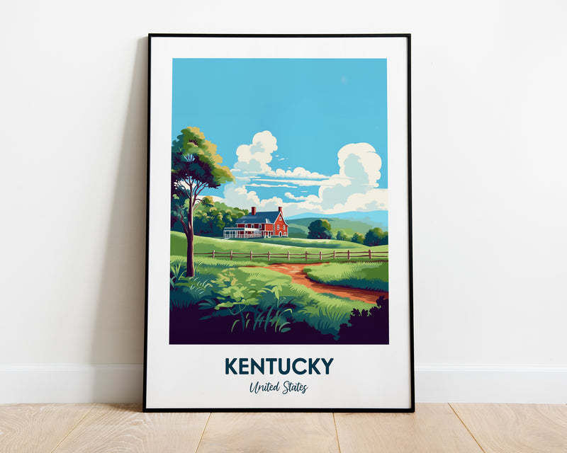 Kentucky Print, United States, Travel Art, Kentucky Poster, Poster Print, Farm Print, Digital Art, Wall Art, Instant Download, Home Decor