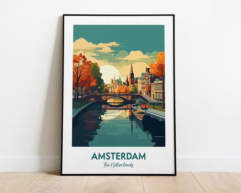 Amsterdam Poster, Amsterdam Print, Amsterdam Art, Netherlands Print, Dutch Illustration Print, City Print, Wall Decor