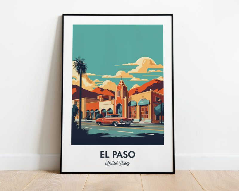 El Paso Print, Texas Print, Retro Art Print, Retro Print, USA Poster, El Paso Poster, Texas Poster, El Paso Print Poster, Living Room Print