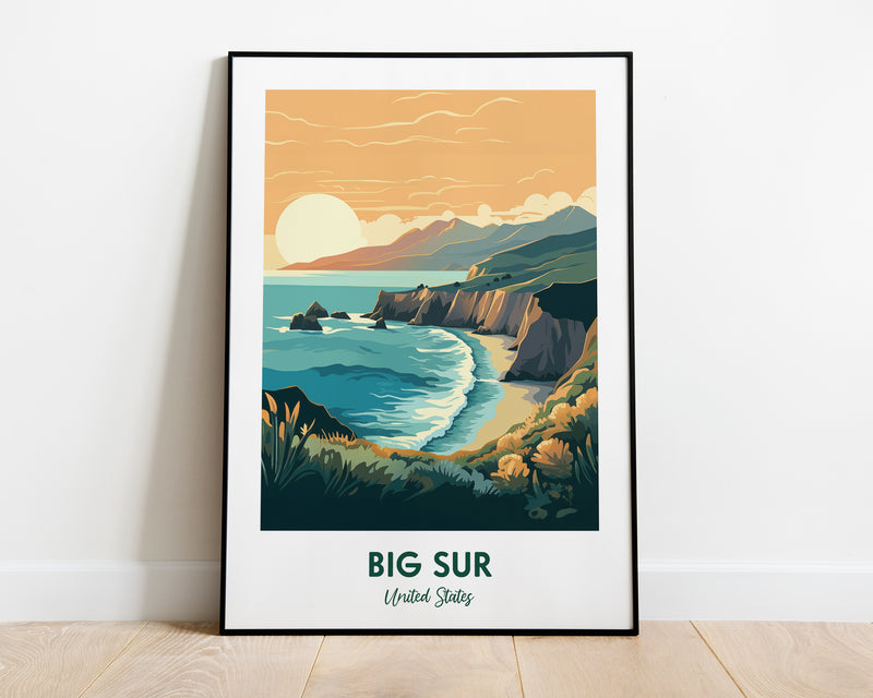 Big Sur Travel Poster, Big Sur Beach Print, Travel Print of Big Sur, California
