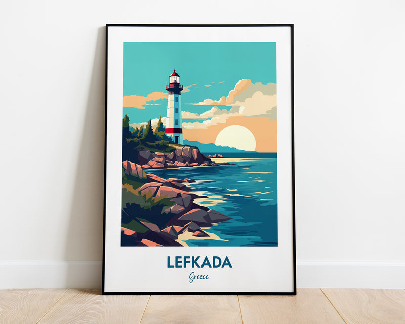 Lefkada Travel Print - Greece, Lefkada Print, Lefkada Poster, Lefkada Lighthouse Print, Lighthouse Poster, Wedding Gift, Birthday Present