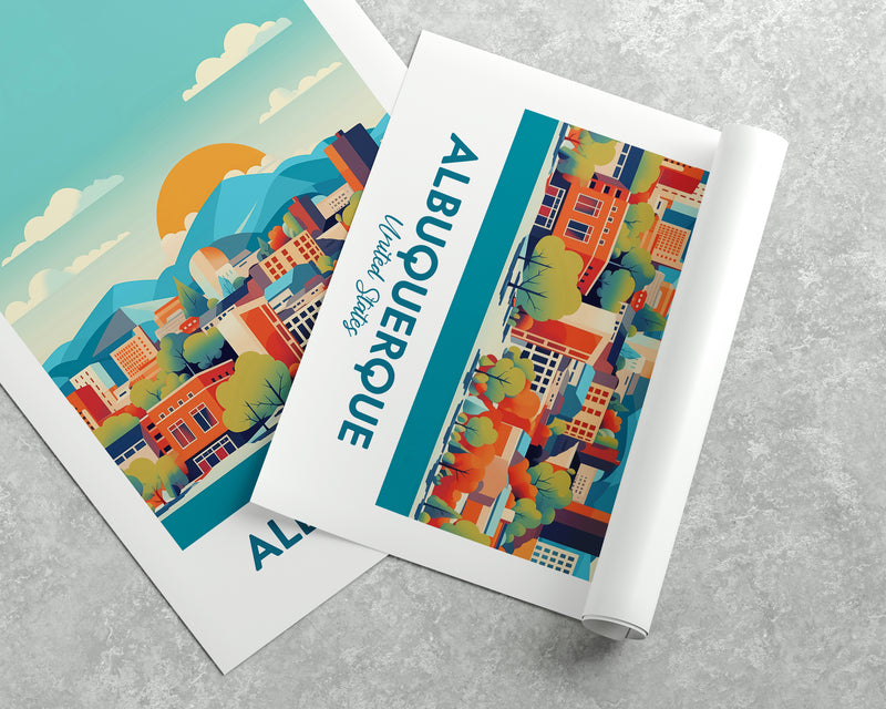 Albuquerque Travel Print, Albuquerque Print, Albuquerque New Mexico Wall Art, American City Print, Illustration Print, Vector Travel Print, Vintage Minimal Travel Poster