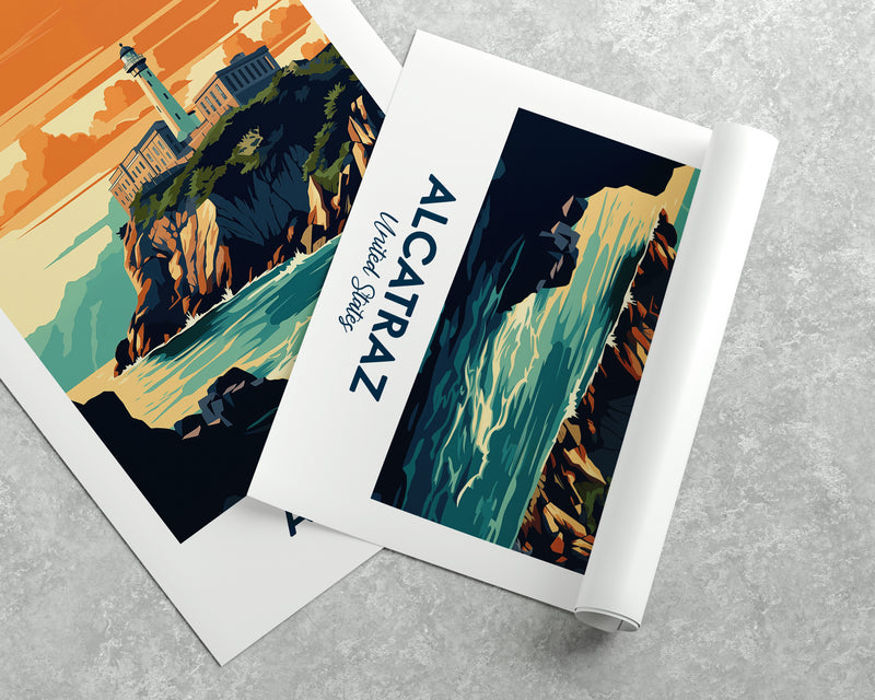 Alcatraz Travel Print, Alcatraz Island Print, Alcatraz Island Poster Design, Alcatraz Wall Art, Illustration Print, Vector Travel Print, USA Print