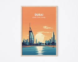 Dubai Travel Print, Dubai Print, Dubai UAE Poster, United Arab Emirates Print, Dubai Illustration Print, Dubai Vintage Poster, Summer Travel Print