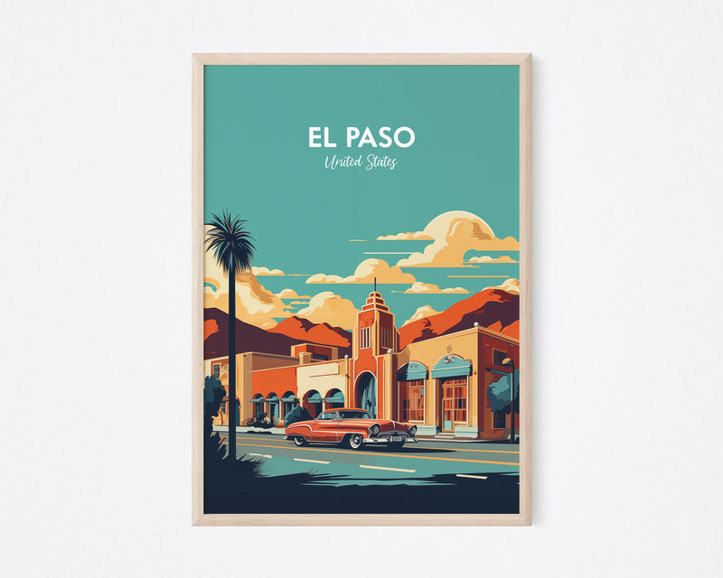 El Paso Print, Texas Print, Retro Art Print, Retro Print, USA Poster, El Paso Poster, Texas Poster, El Paso Print Poster