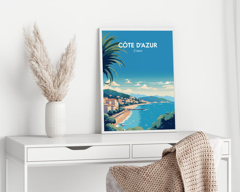 Cote d’Azur Travel Print, France, French Riviera Poster, Nice City Print, France Poster, Summer Travel Print