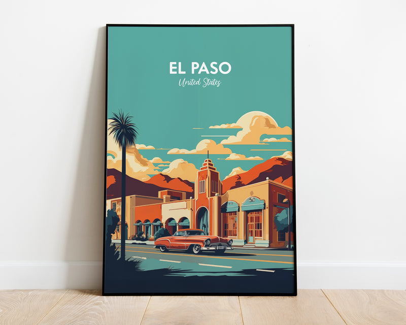El Paso Print, Texas Print, Retro Art Print, Retro Print, USA Poster, El Paso Poster, Texas Poster, El Paso Print Poster