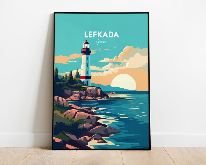 Lefkada Travel Print - Greece, Lefkada Print, Lefkada Poster, Lefkada Lighthouse Print, Lighthouse Poster