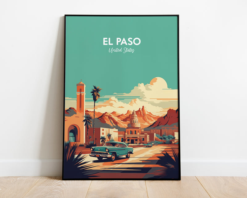 El Paso Print, Texas Print ,Retro Print, Retro Poster, USA Poster, El Paso Poster, Texas Poster, El Paso Print Poster