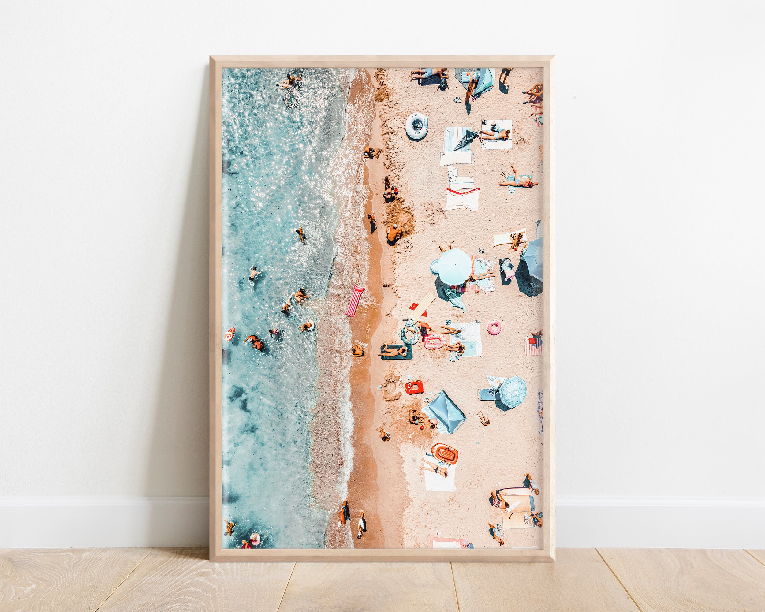 Aerial Beach Print, Aerial Beach Art, Aerial People Beach Photography