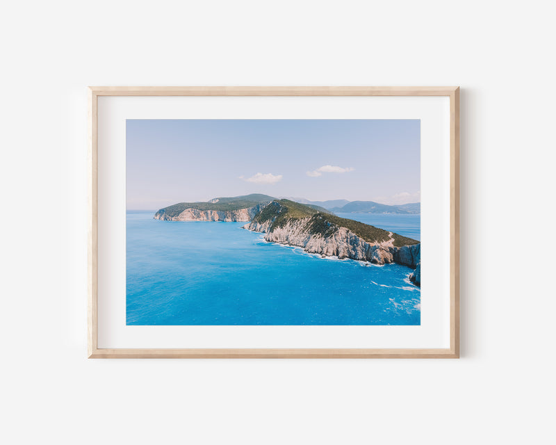 Greece Photography Travel Print, Lefkada Greek Island Aerial Beach Print
