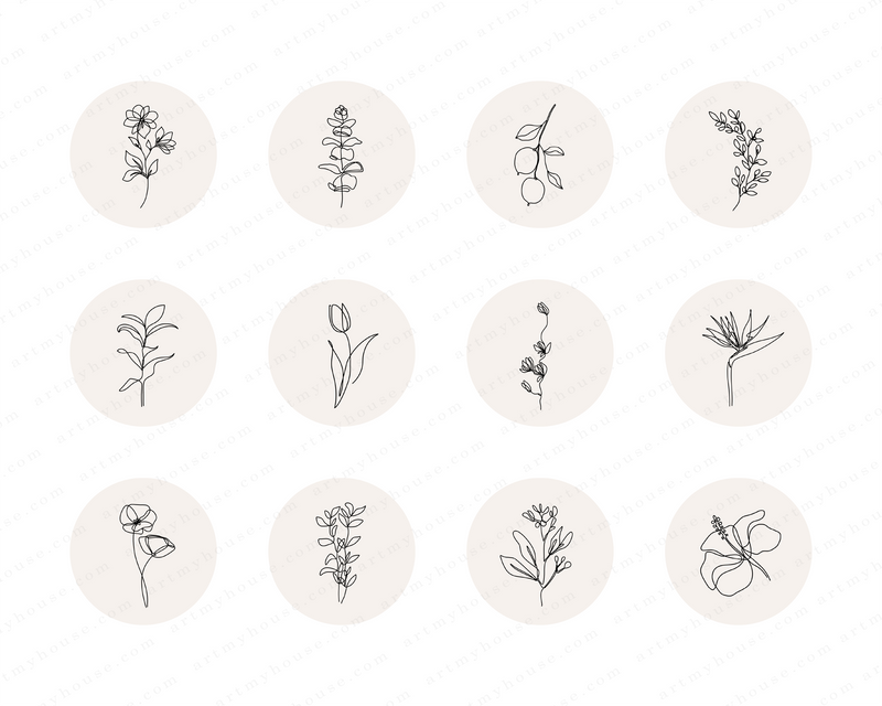 Instagram highlight covers story highlight icons Botanical Line Art floral  flower 9155700 Vector Art at Vecteezy