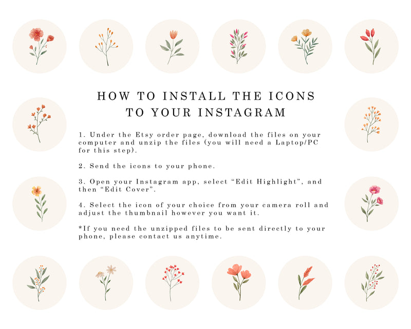 Instagram Highlight Covers, IG Highlights, Flowers Botanical Icons