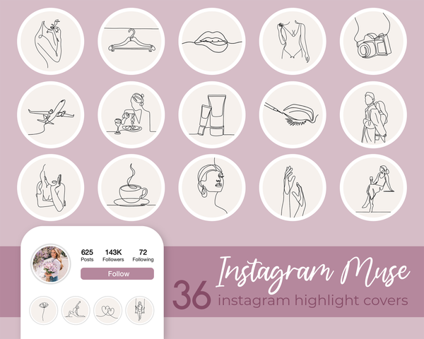 Instagram Highlights Covers, Line Art Story Highlight Icons, Boho Neutral Lifestyle Instagram Stories, Hand Drawn Lifestyle Minimalist Covers