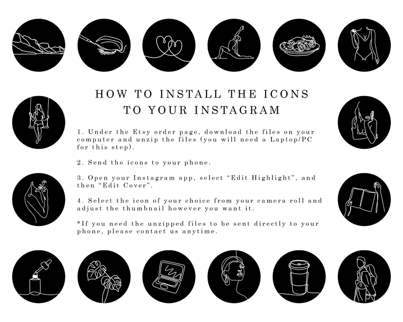 Instagram Muse - Minimal Line Art Instagram Highlight Covers, Hand Drawn Lifestyle Story Highlights, Black White Boho Minimalist IG Stories Icons, Story Covers