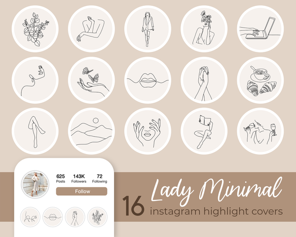 Instagram Highlights Covers, Boho Icons Line Art, Neutral Instagram Stories, Instagram Story Icons, Hand Drawn Fashion Beauty Social Covers