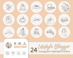 Instagram Story Highlights Icons, Hand Drawn Covers Stories Icons, Boho Neutral Instagram Line Art Lifestyle Blogger Fashion Social Covers