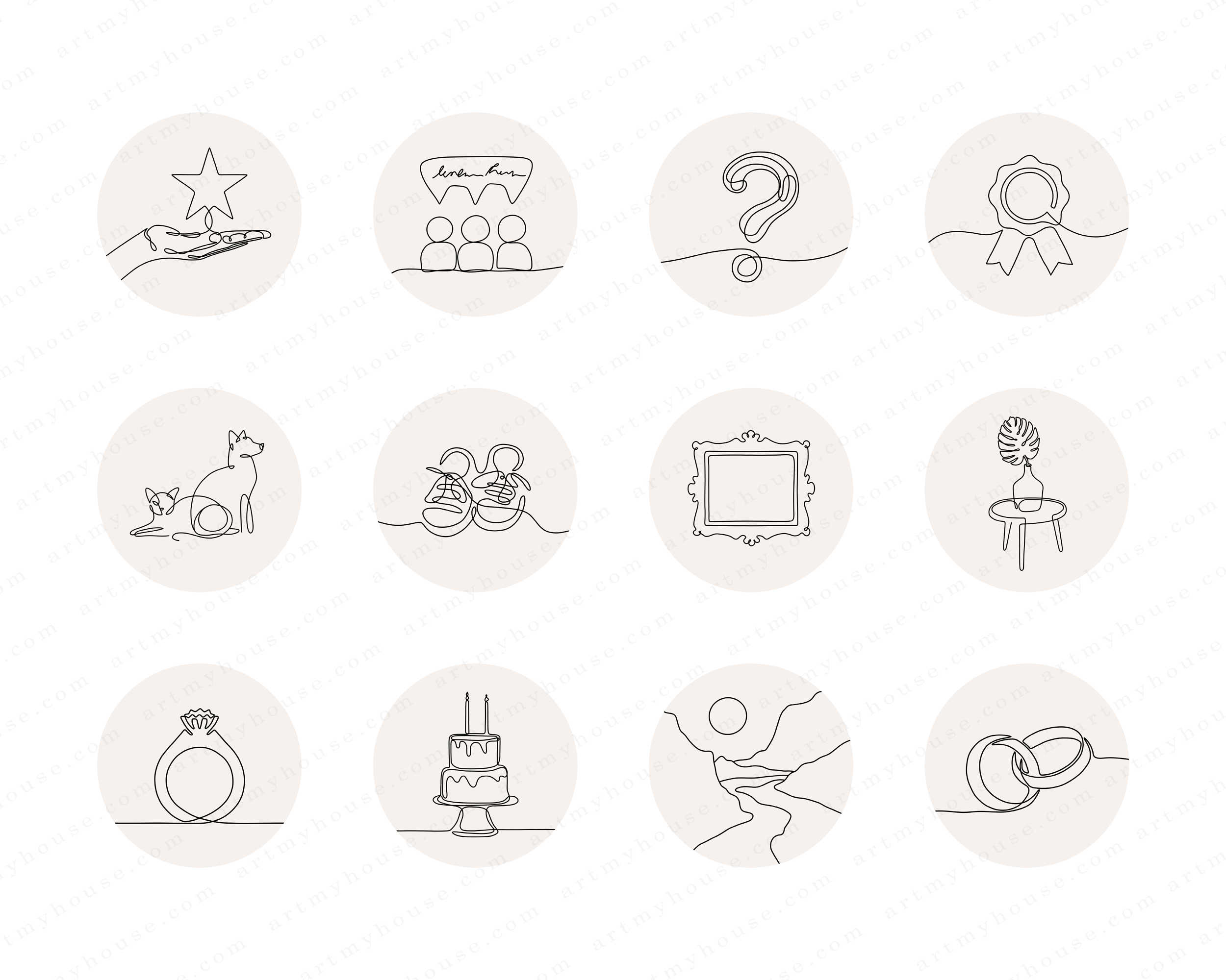 Photography Instagram Story Highlights, Hand Drawn Highlight Covers Art My House