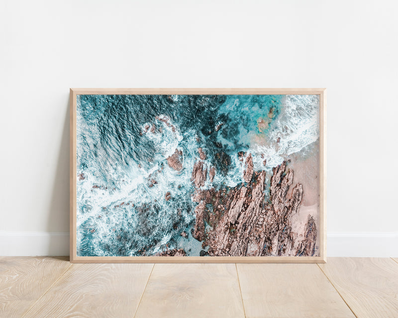 Aerial Ocean Waves Print, Beach Print, Ocean Print