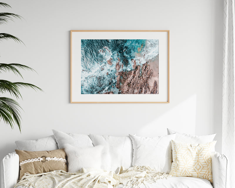 Aerial Ocean Waves Print, Beach Print, Ocean Print