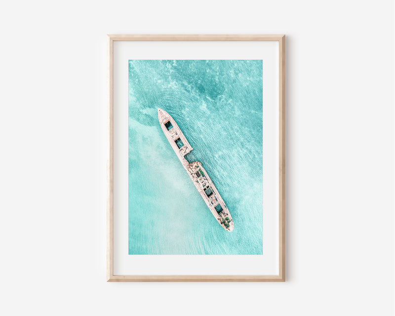 Shipwreck Print, Beach Coast Art Print, Aerial Photography, Printable Wall Art, Ocean Wall Art, Aerial Ocean Art, Sea Poster, Home Decor Art