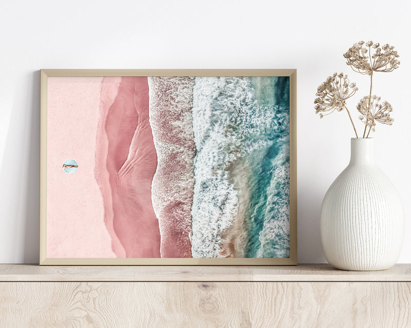 Boho Beach Print, Pink Beach Print, Digital Download Wall Art, Home Decor