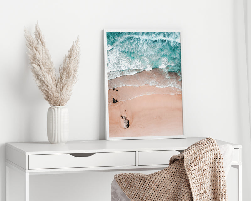 Ocean Print, Aerial Ocean Beach Print, Aerial Beach Print, Beach Photography, Blue Sea Art Print