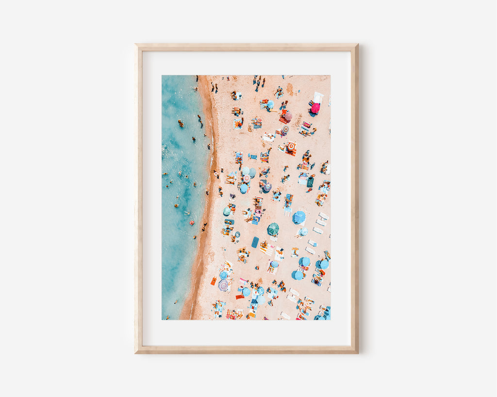 People on Beach, Aerial Beach, Beach Umbrella Print, Digital Prints,  Photography, Printable Wall Art, Coastal Prints Set, Teal Wall Art 