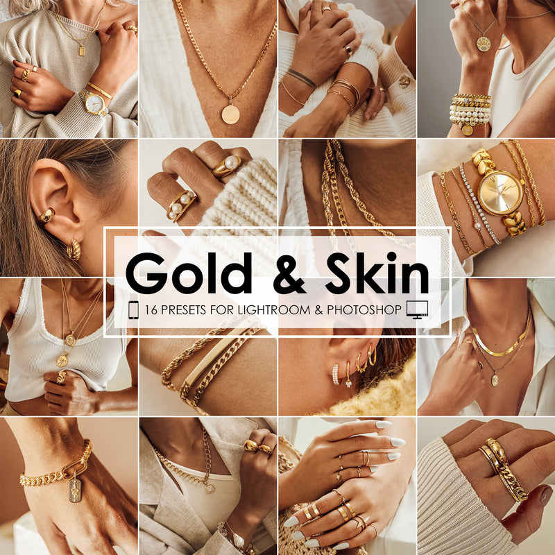 Gold and Skin Jewelry Lightroom Presets, Photoshop Filters