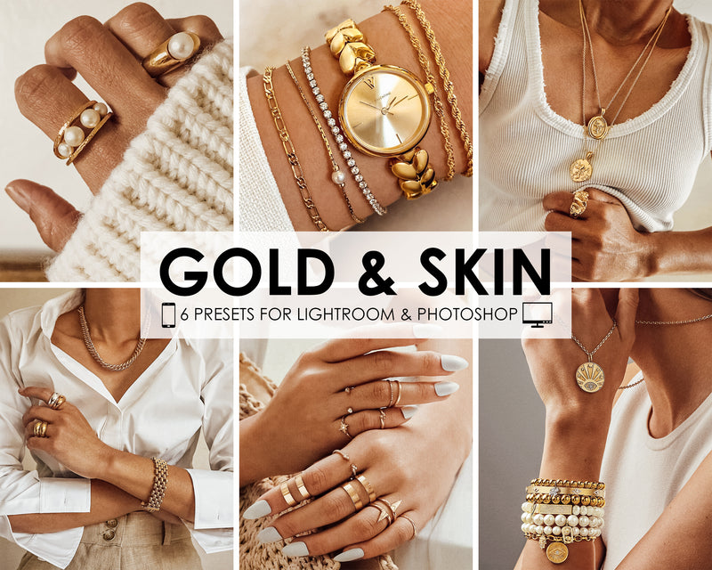 Gold And Skin Lightroom Presets, Product Photography Photo Editing Filters
