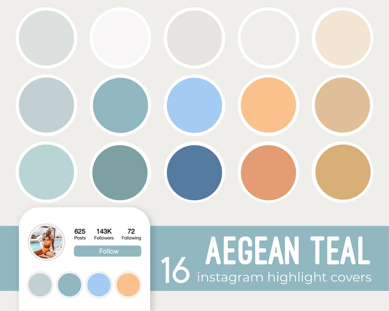 Instagram Highlight Covers Aegean Teal For Fashion Blogger Influencer
