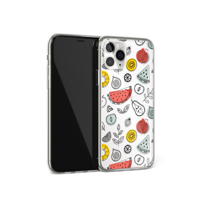 Summer Fruits Print iPhone Case, Avocado Melon Lemon Cover, iPhone 11 X Xs Xr