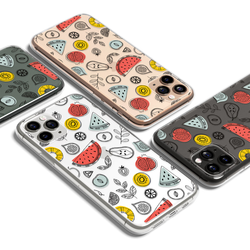 Summer Fruits Print iPhone Case, Avocado Melon Lemon Cover, iPhone 11 X Xs Xr